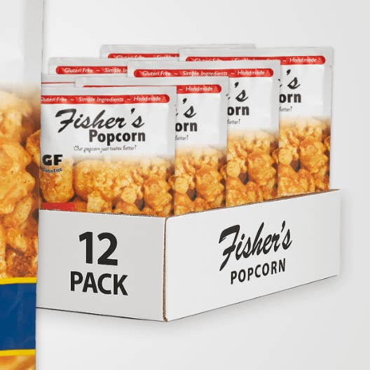 Old Bay Seasoned Caramel Popcorn 2oz (12/case) for wholesale by Fisher's Popcorn