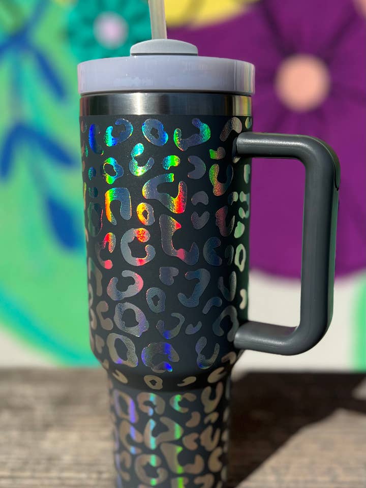 Holographic Leopard 40oz Tumblers for wholesale by Briano Wholesale
