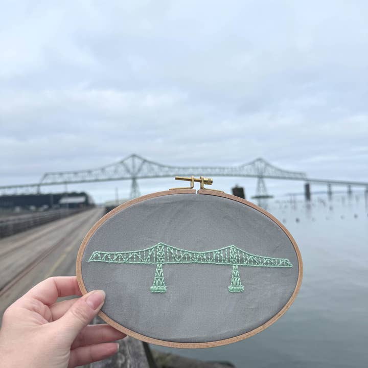 Astoria Megler Bridge Embroidery Kit for wholesale by hollymarshmallow