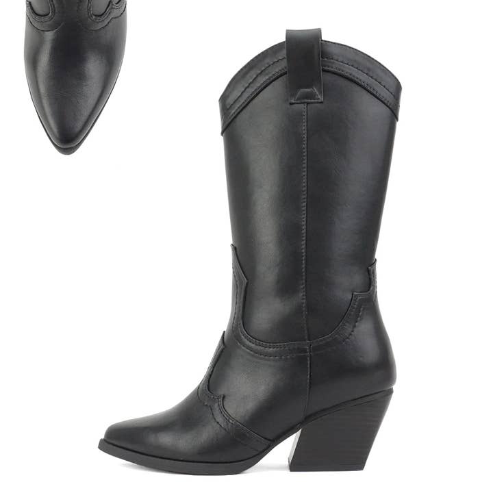 Mars Sky Shoes Wholesale - Wholesale Cowboy Boots - Women's - Soda Women Stacked Heel Western Cowboy Knee High Boots