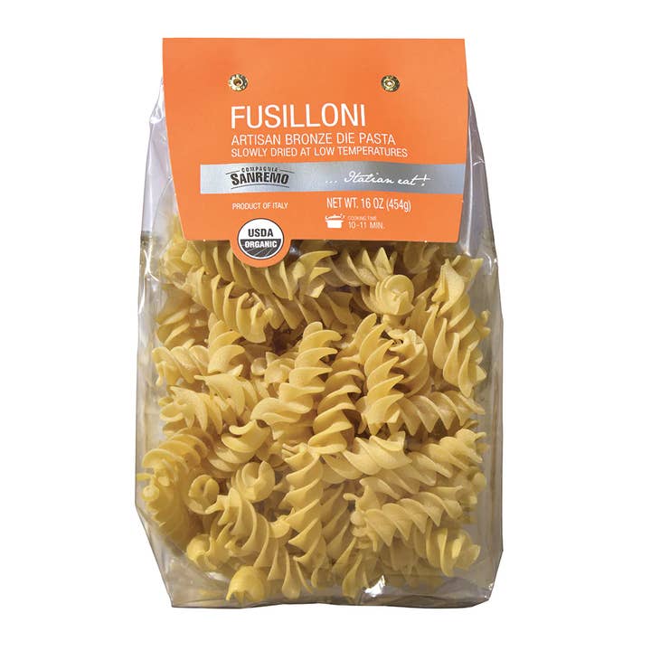 Fine Italian Food - Wholesale Pasta - Co. Sanremo Organic Artisan Fusilloni Pasta, 1 lb.