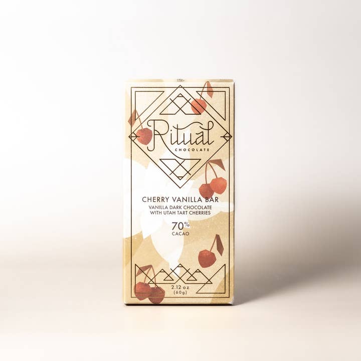 Cherry Vanilla Dark Chocolate Bar 70% Cacao for wholesale by Ritual Chocolate