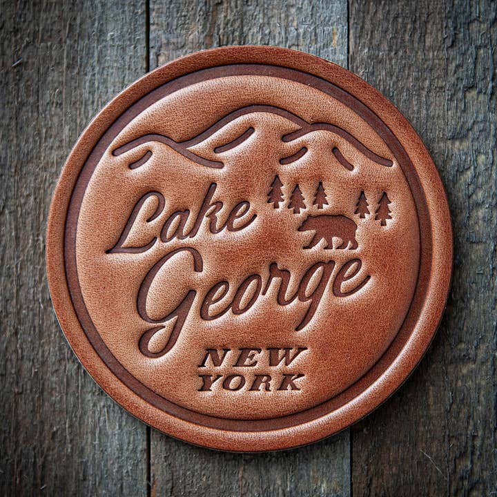 Lake George New York Leather Coaster for wholesale by Sugarhouse Leather