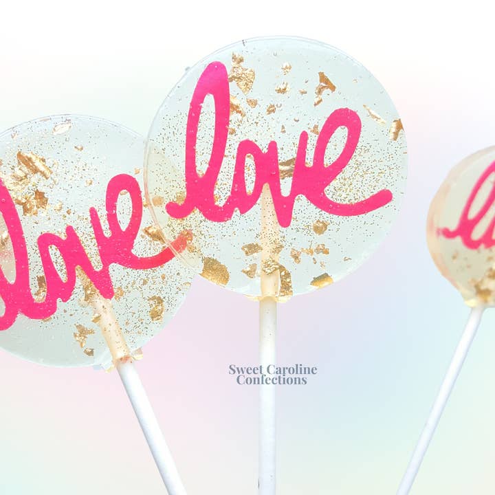 LIEBE Sparkle Lollipops, Zuckerwatte, 10/Stück VEGAN für den Großhandel von Sweet Caroline Confections