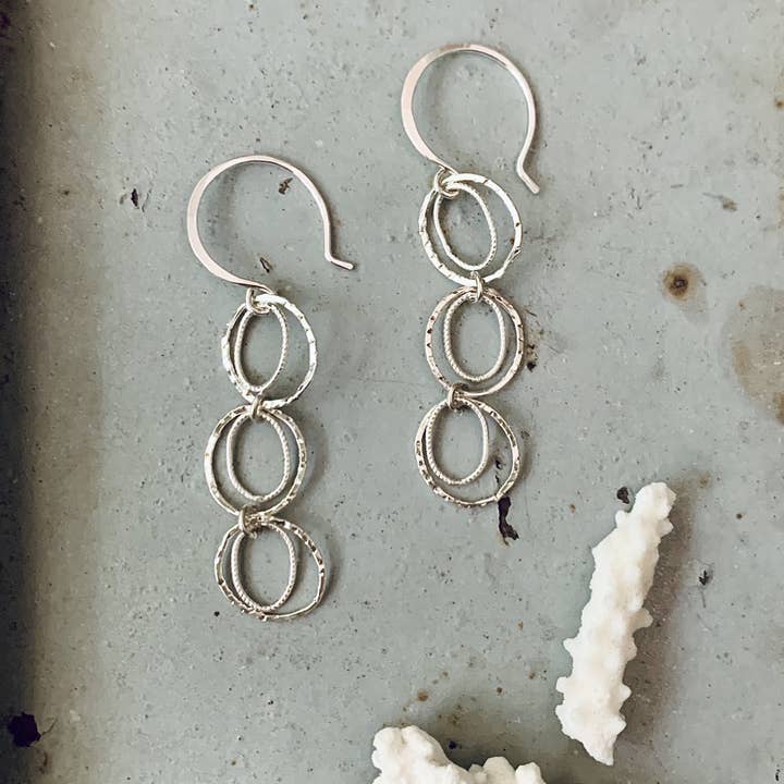 Skipping Stones Earrings - dangling multi circle earrings for wholesale by Foamy Wader