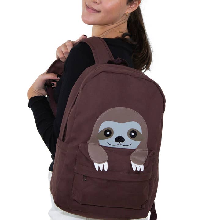 COMECO INC - Wholesale Backpack - Women's - Peeking Baby Sloth Canvas Backpack6