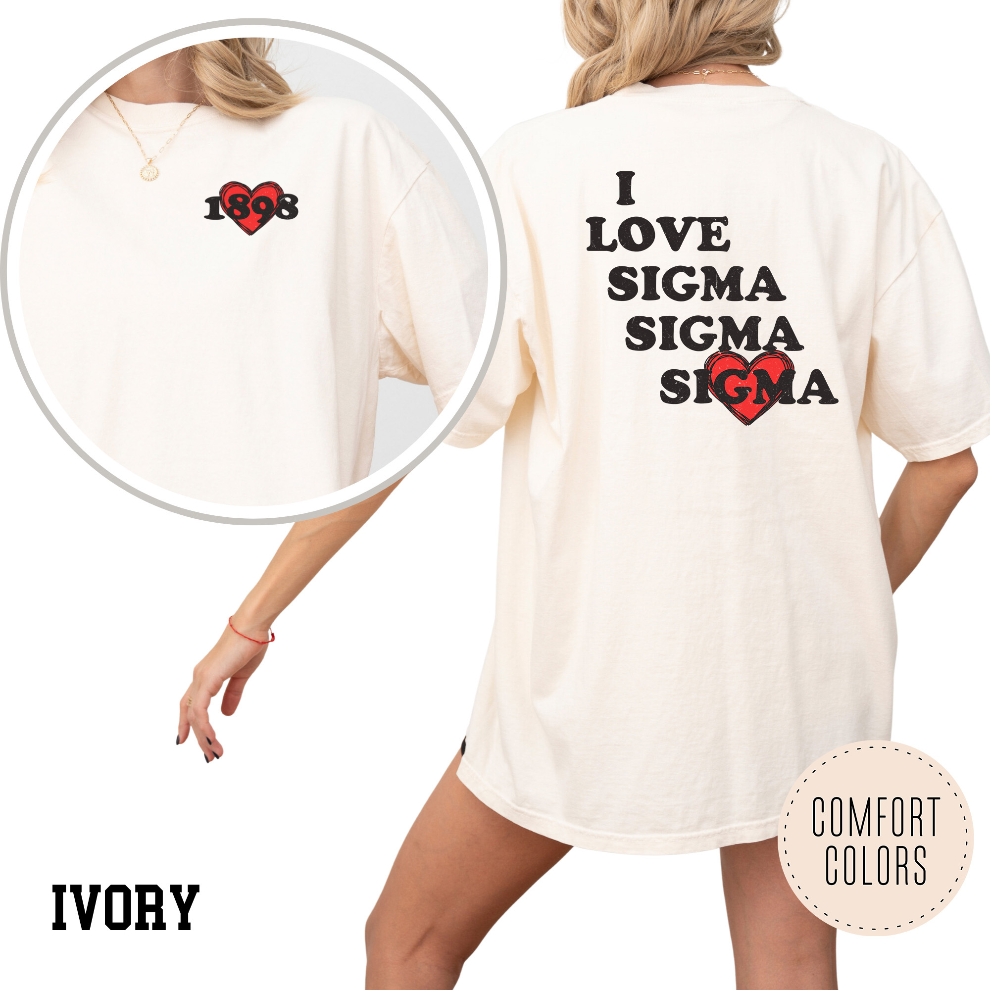 Kite and Crest - Wholesale Screen Printed T-Shirt - Women's - I Love Comfort Colors Sorority T-shirt23