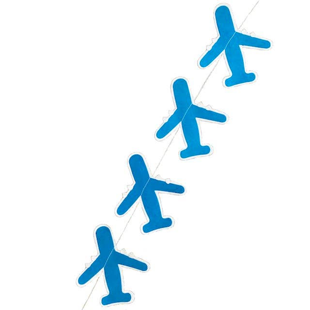 guirlande d'avion bleue L1,82 cm en papier écologique fait main pour la vente par Luna-Leena - handmade in Nepal