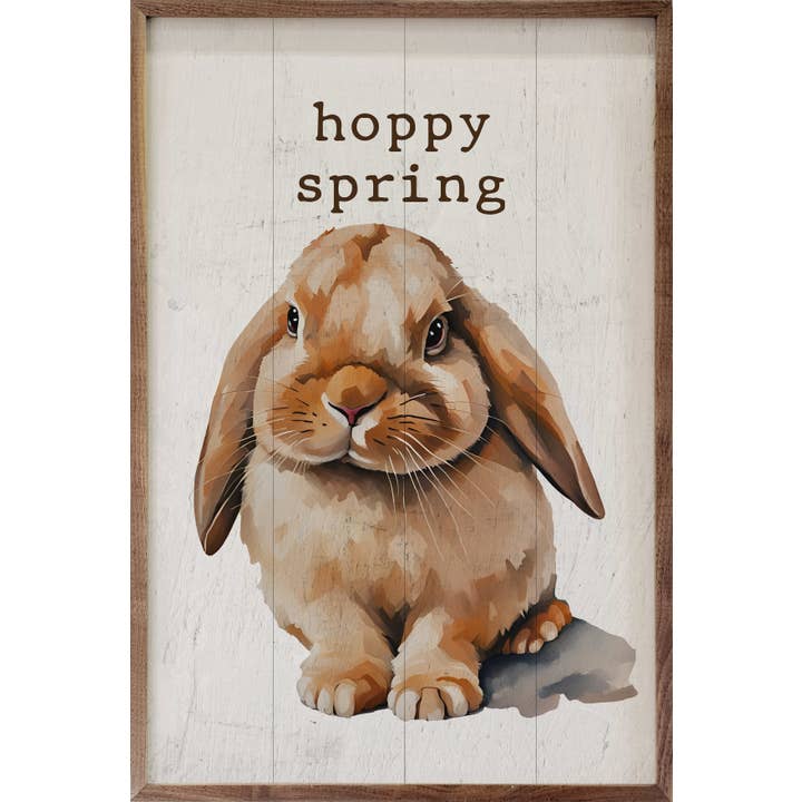 Kendrick Home - Wholesale Sign - Hoppy Spring Floppy Ear Bunny White
