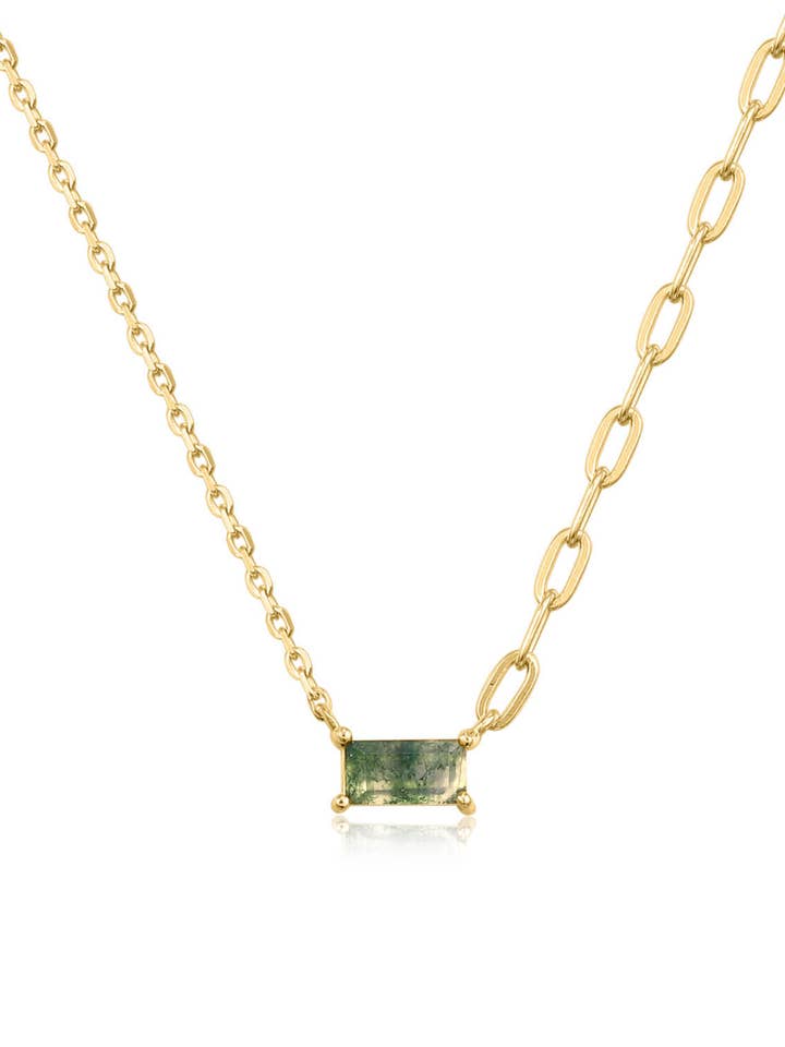 Gemstone Delicate Dual Chain Necklace, 14 Karat Gold Vermeil for wholesale by Shine Gallery