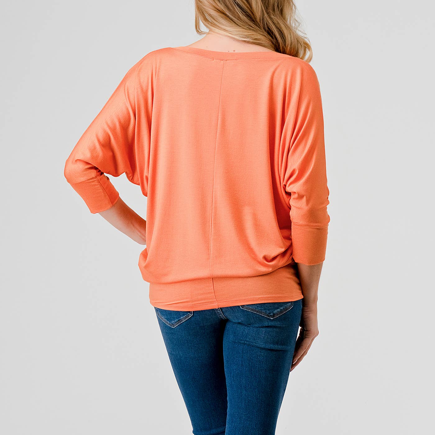 Heimious - Wholesale Knit Top - Women's - 3/4 Dolman Sleeve V-neck Modal Jersey Top, 2573111