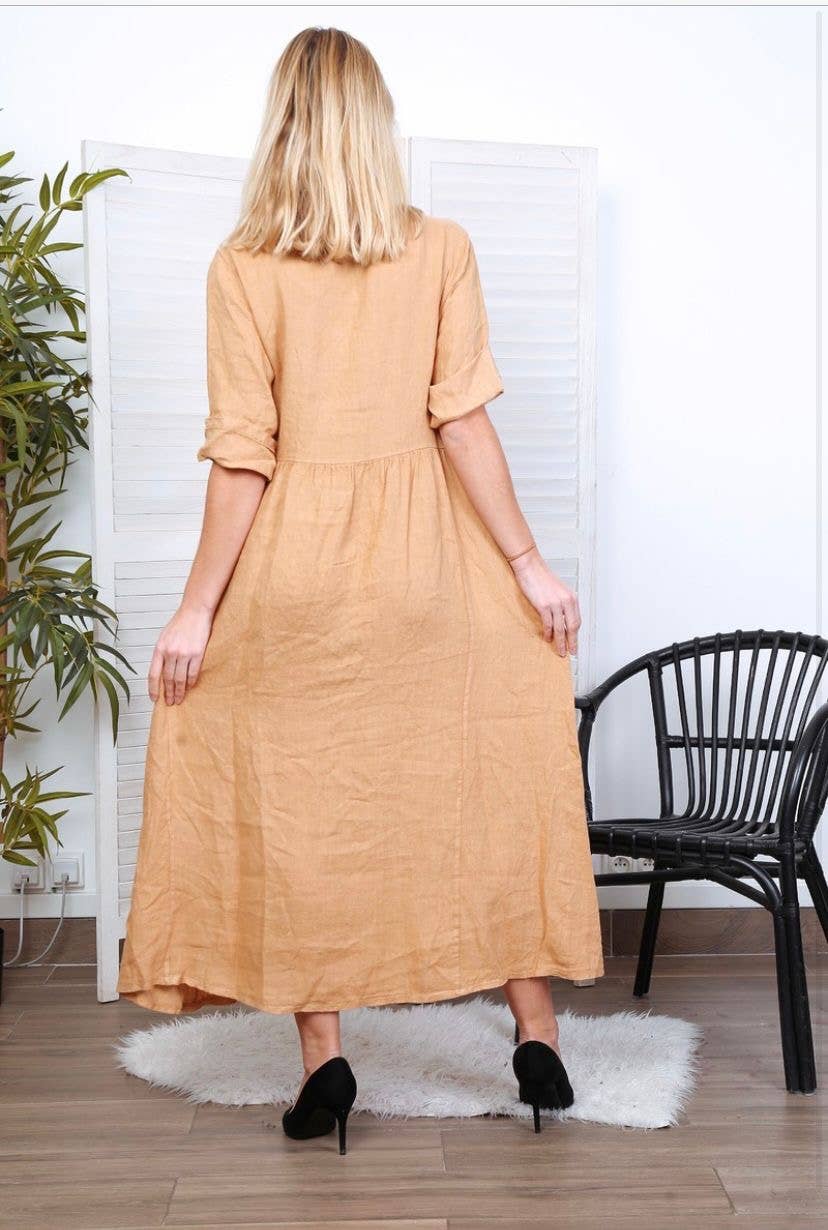 LÉA & LUC - Wholesale Dress - Women's - Long dress in 100% linen REF.714832
