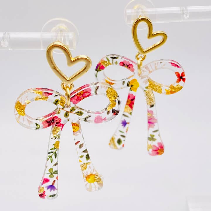 Sandy Lou Designs - Wholesale Dangle Earrings - FLOWER OVAL SCALLOP BOW EARRINGS3