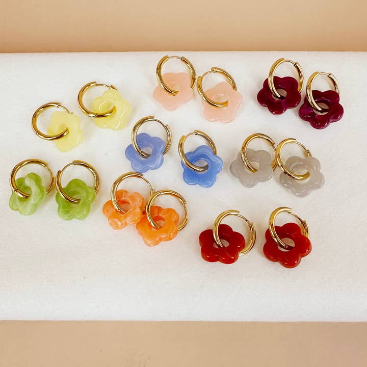 D Bijoux - Wholesale Individual Charm/Pendant - 6 pcs Flower Earrings