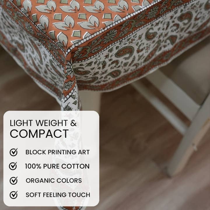 Fabdivine - Wholesale Tablecloth - Boho Interior Block Print Tablecloth Home Décor - Neerabel6