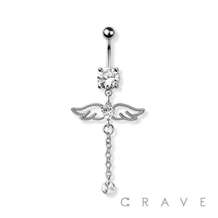 CRAVE BODY JEWELRY – wholesale Hängande örhängen – ÄNGEL VINGAR KEDJA DINGLA 316L SS NAVELN MAGEN RINGEN