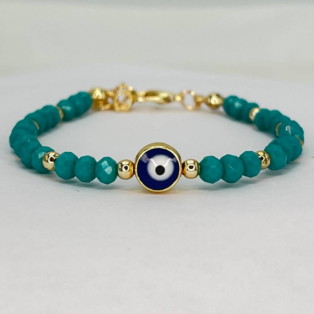 Loli - Wholesale Link & Chain Bracelet - Crystal Beaded Evil Eye Bracelet - 12 Color Options 8