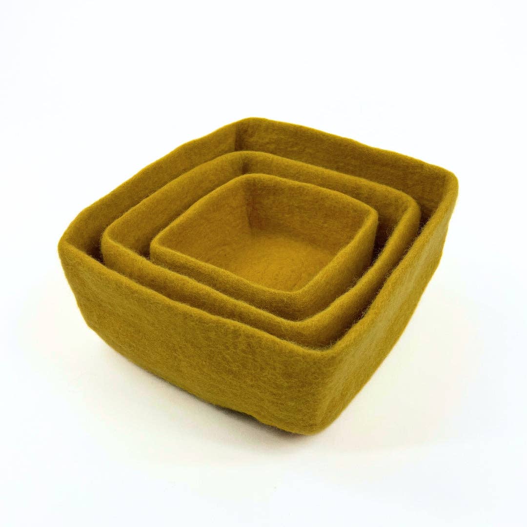 Humble Hilo - Venta al por mayor Bandejas/platos/boles decorativos - Humble Hilo Cuencos de Fieltro Hechos a Mano, Juego de 3 Cuadrados31