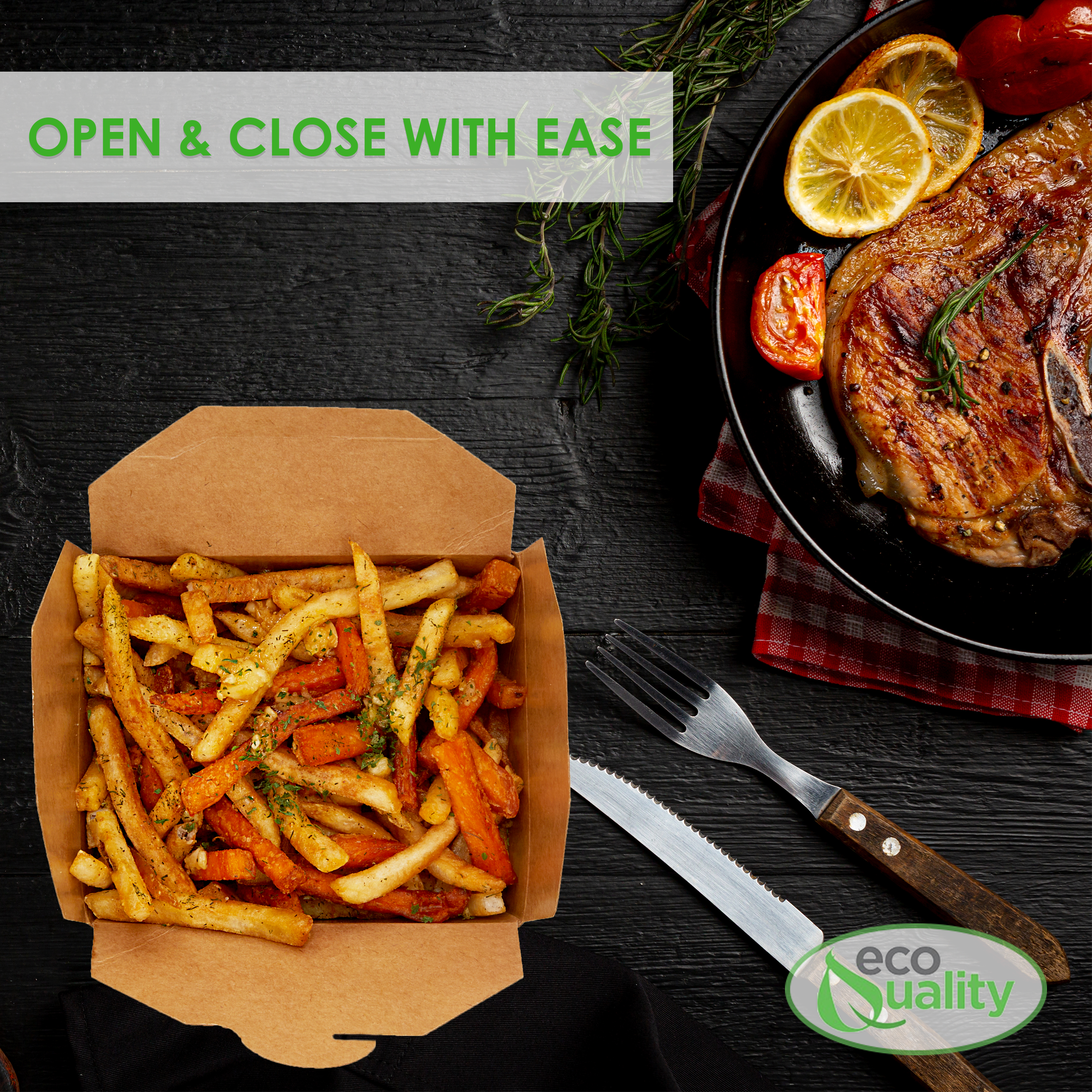 EcoQuality - Wholesale Food Storage Container - 66oz Kraft Folded Paper Take Out Containers5