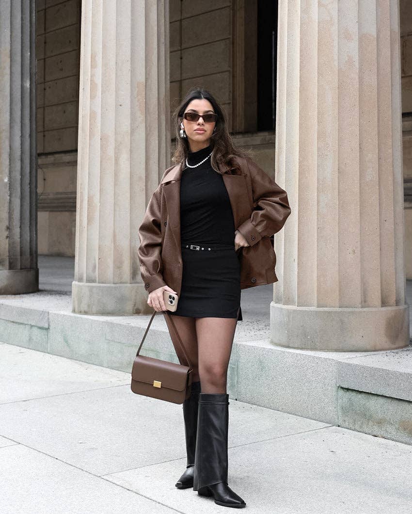 world apparel - Wholesale Leather Jacket - Women's - 2025 Vintage Brown Leather Winter Jacket Timeless Chic11