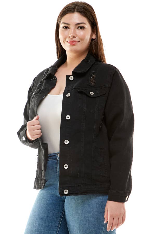 Veracci - Wholesale Denim Jacket - Women's - Plus Size Button-Front Stretch Denim Jacket3
