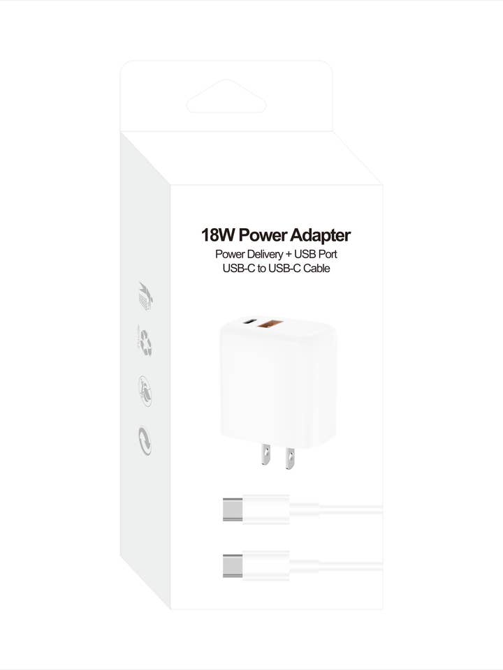 Combo de 18W (funciona con teléfonos más antiguos) con cable de Tipo-C a C para venta al por mayor de Mighty Wireless