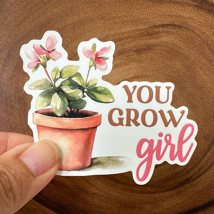 You Grow, Girl | Encouraging Plant Sticker | Flower Sticker for wholesale by Missional Merch