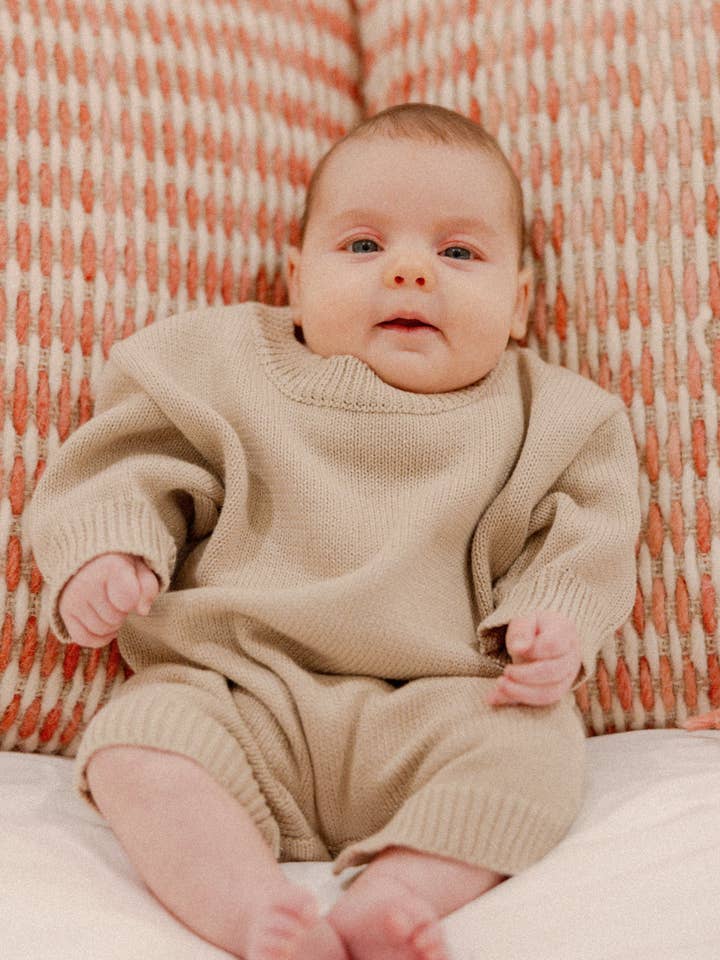 Beck Knit Romper in Beige for wholesale by Winnie + Crew