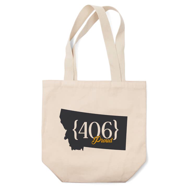 ORGANIC TOTE BAGS Montana, 406 Proud, Home State for wholesale by Lantern Press