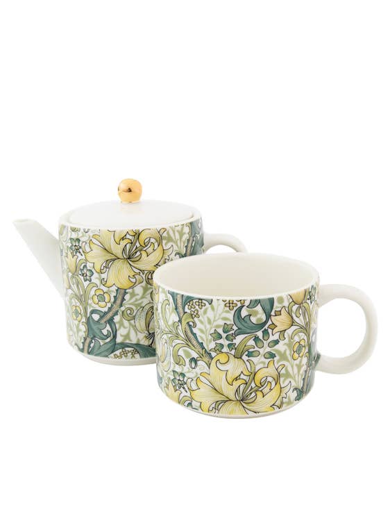 Portico Designs - Venta al por mayor Juegos de té  - Juego de tetera y taza para uno William Morris Golden Lily3