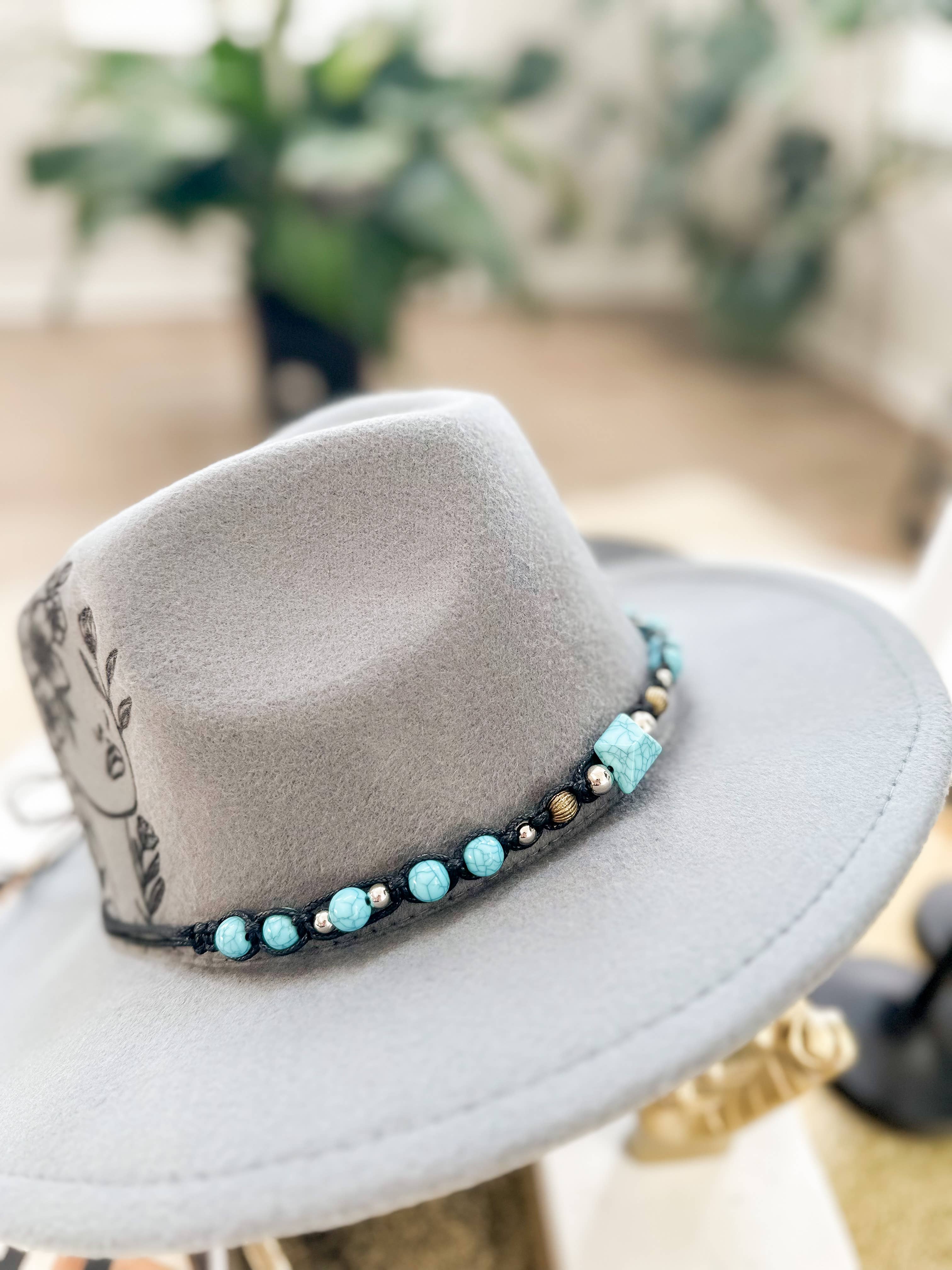Wild Indigo - Wholesale Hat Accessory - Women's - Turquoise Beaded Hat Band | Hat Accessory1