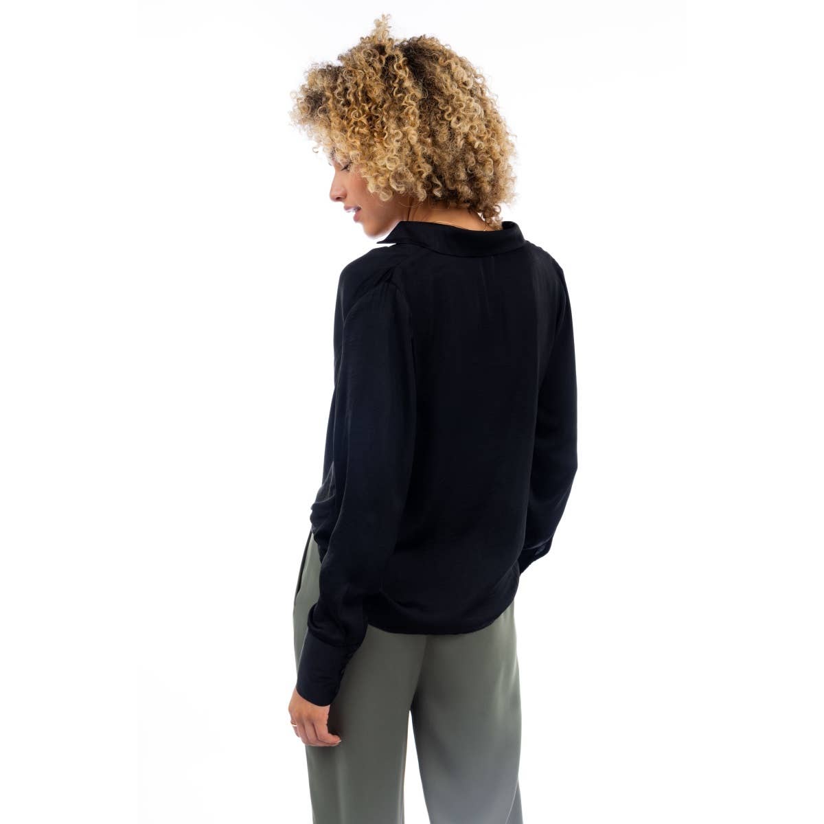 Naked Zebra - Wholesale Blouse - Women's - Draped Cowl Neck Blouse With Buttoned Cuffs18