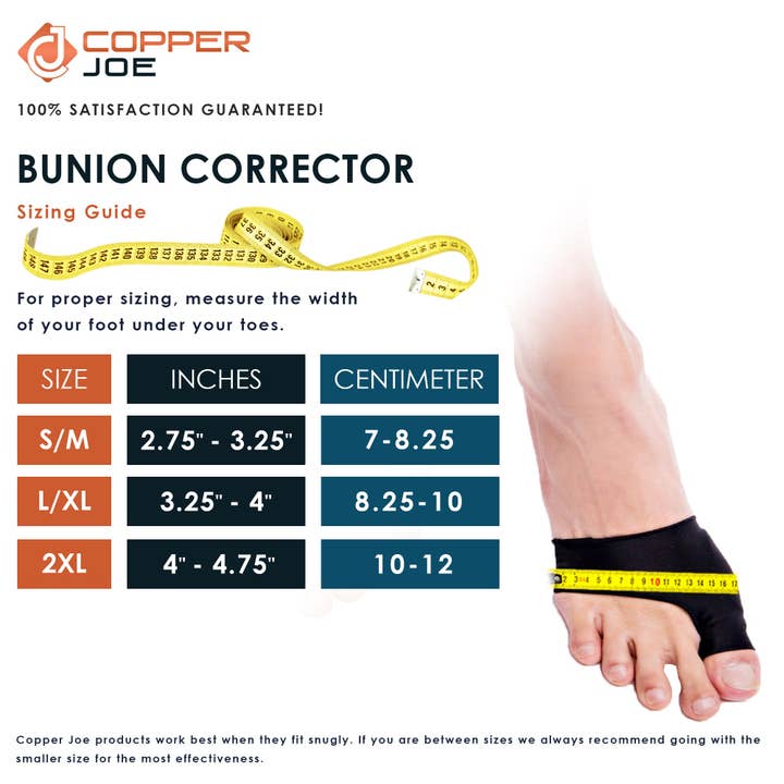 Copper Joe Big Toe Bunion Corrector Sleeves- Ultimate Copper Infused Compression Gel Pads Hallux Valgus Corrector and Shoe Friction Protector. Orthopedic Bunion Corrector- For Men and Women for wholesale by Copper Joe