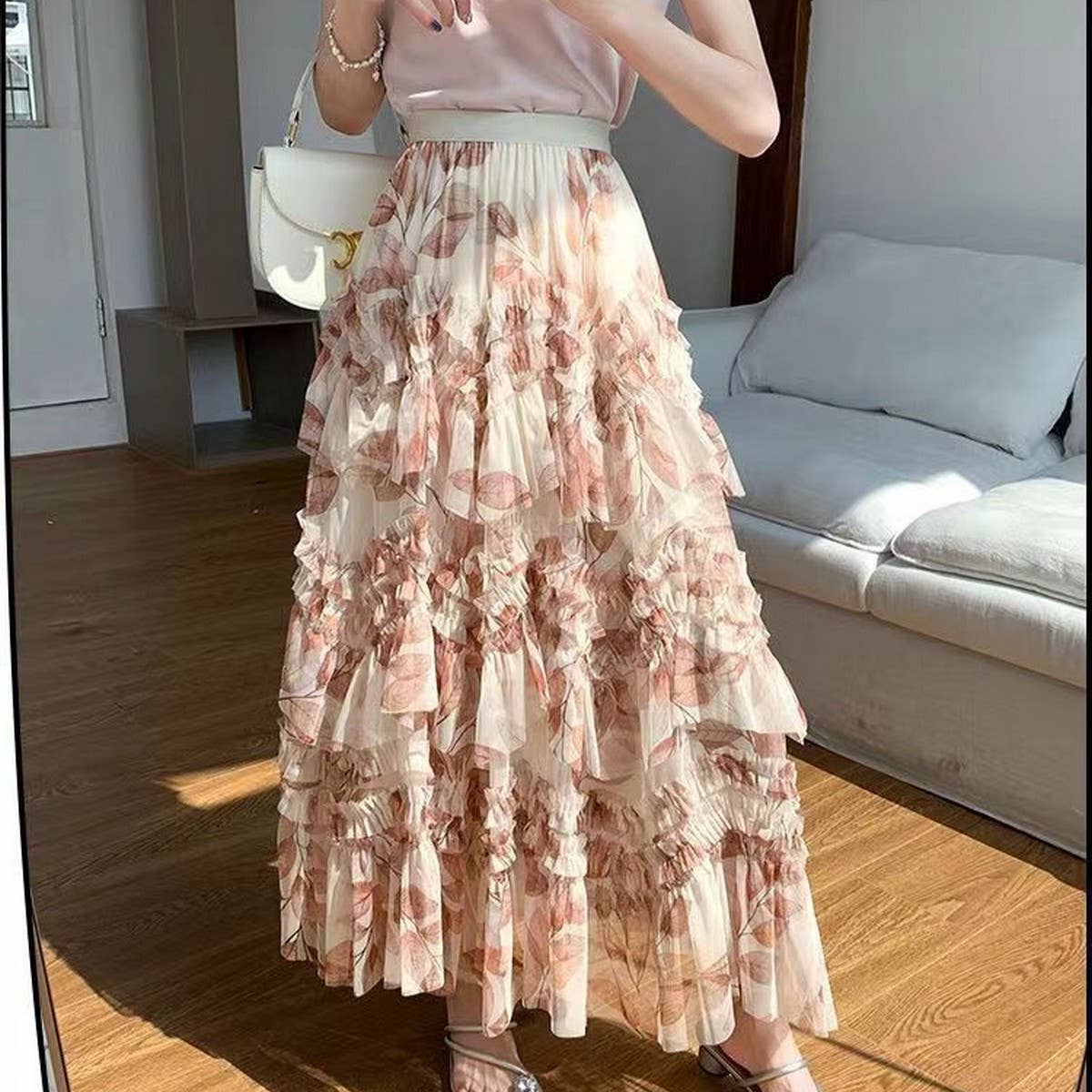 ACCITY - Wholesale Skirt - Women's - LAYERING TULLE SKIRTS WITH FLORAL PRINTS_CWBLS040016