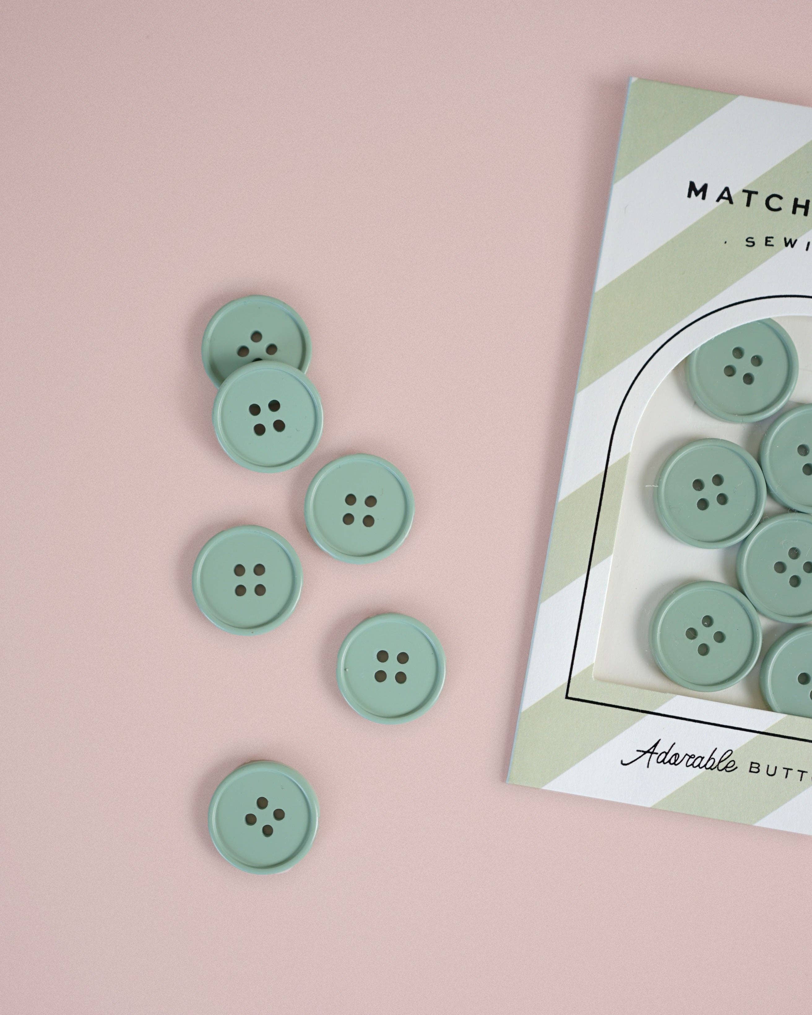 Matchy Matchy Sewing Club - Wholesale Sewing Button/Snap - Sage Retro Buttons1