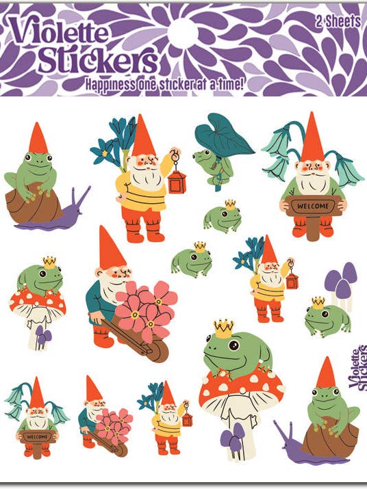 Pegatinas K310 Happy Garden con forma de gnomo para venta al por mayor de Violette Stickers