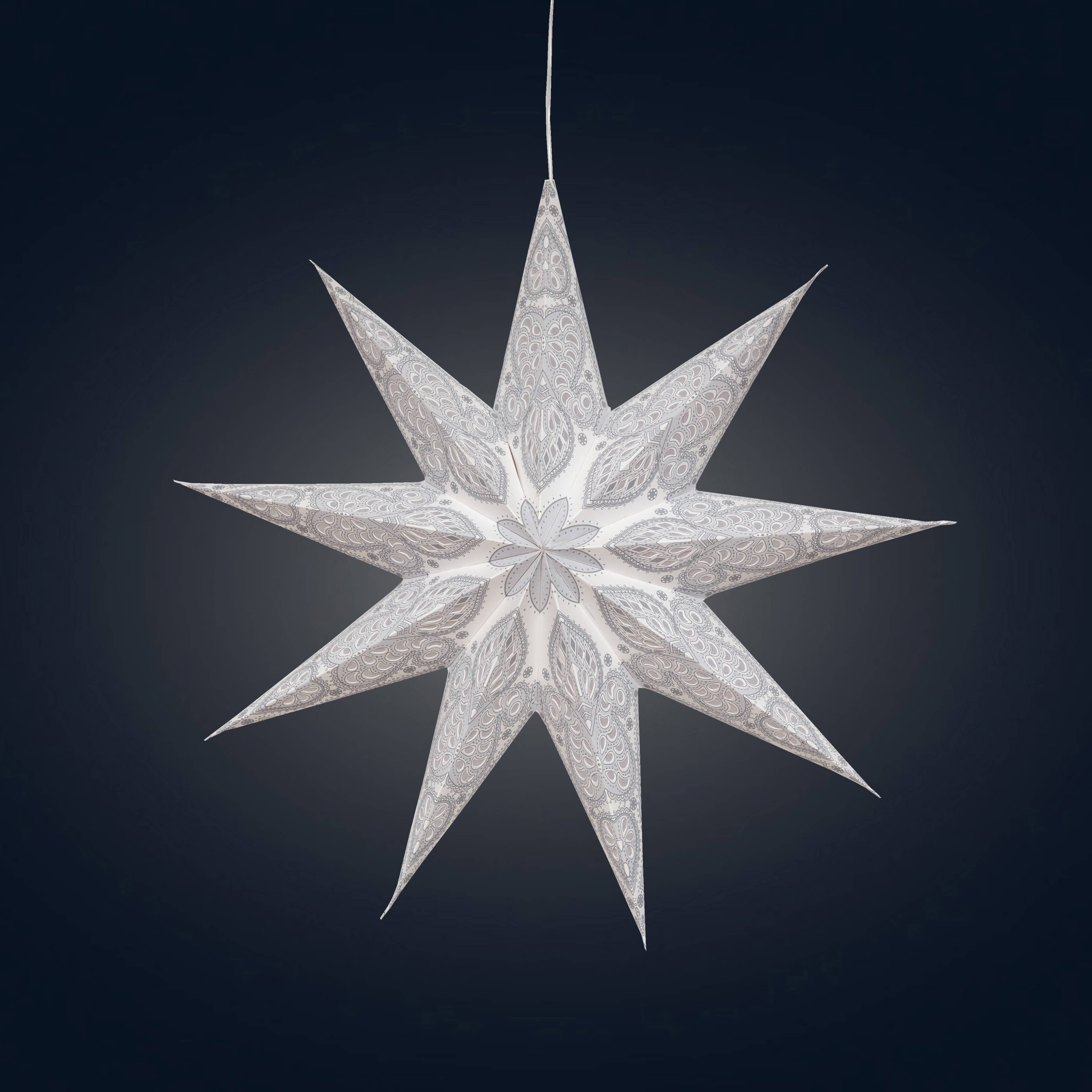 Artschatz LLC - Wholesale Paper Lantern/Lamp - Phoenix ~ 9 Pointer, 17", White Paper Star Lantern Light Paper Star Lantern Light5