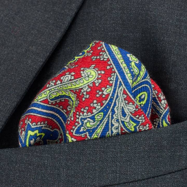 Einstecktuch aus Wolle mit Paisleymuster, Rot für den Großhandel von Mrlapel