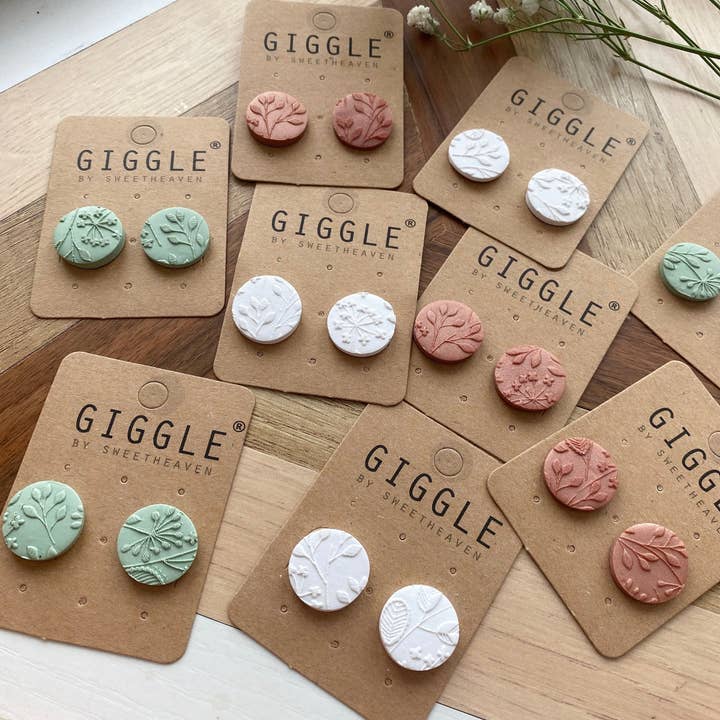 Giggle with Love - Wholesale Stud/Post Earrings - Polymer Clay Fall Flower Stud Earrings