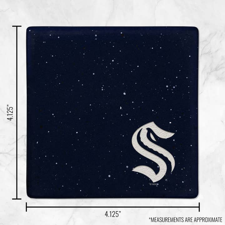 Rico Industries - Wholesale Coasters - NHL Seattle Kraken Navy Laser Engraved Speckle Coaster4