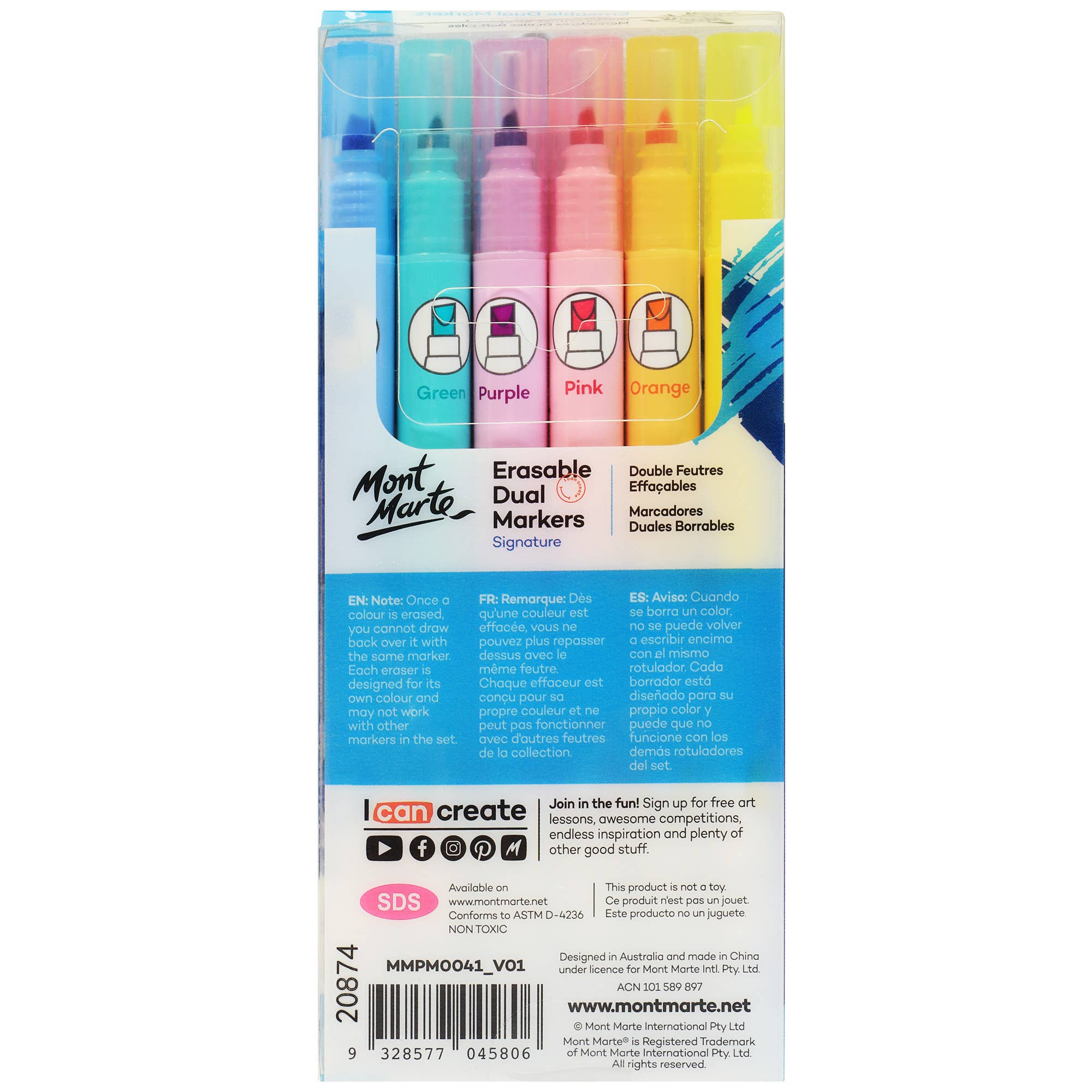 Mont Marte Usa, Inc. - Wholesale Marker - Erasable Dual End Markers Signature 6pc1