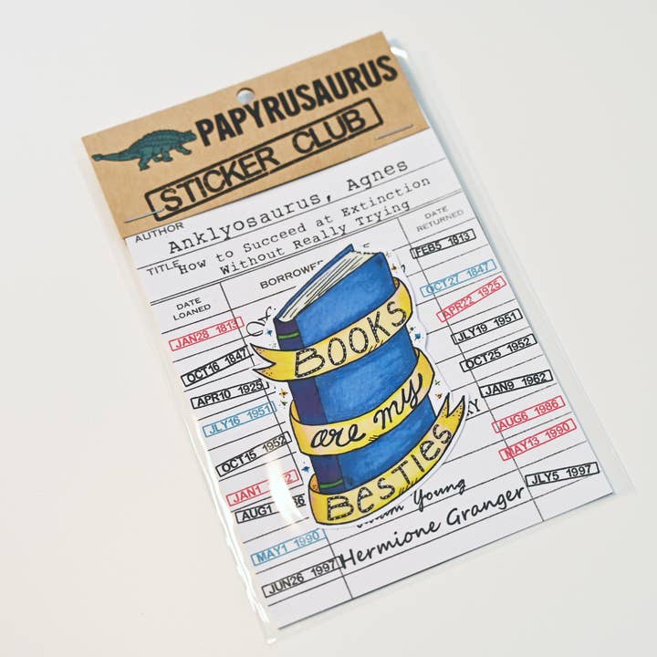 Books Are My Besties Vinyl Sticker for wholesale by Papyrusaurus