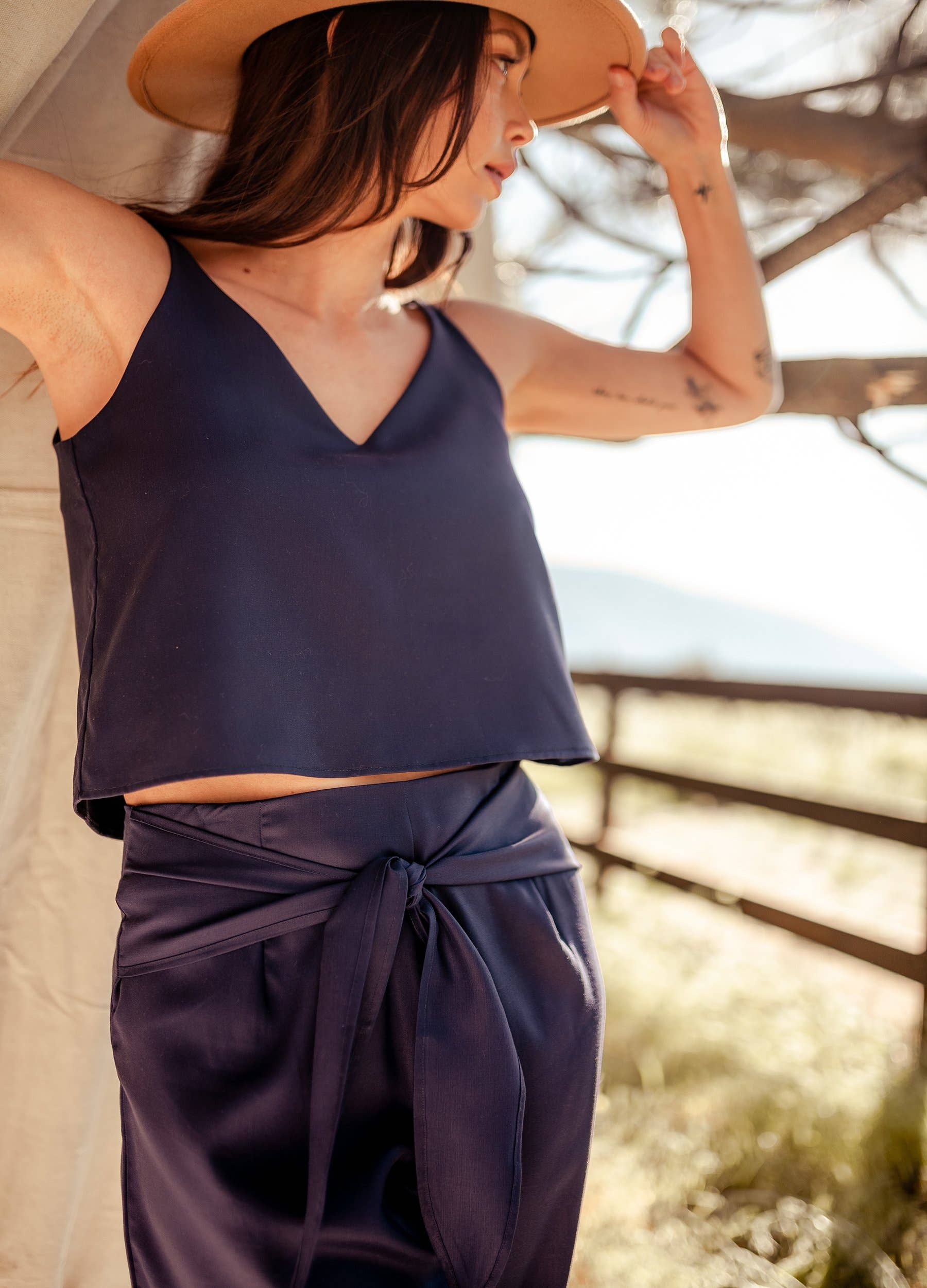 VALANI - Wholesale Pants - Women's - Phalla Wide Leg Tencel Pants Navy Blue2