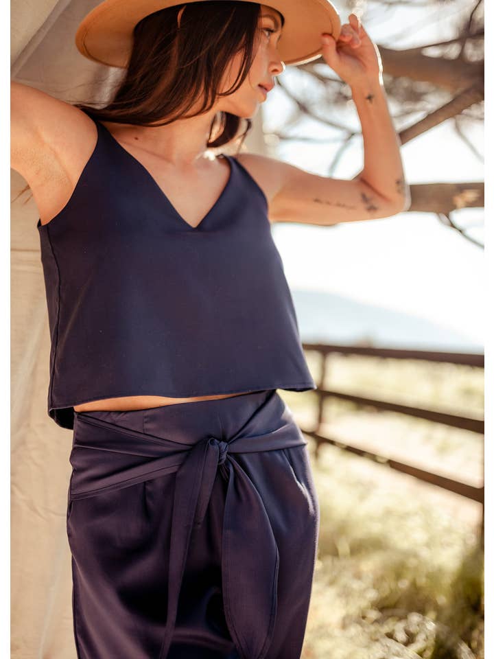 VALANI - Wholesale Pants - Women's - Phalla Wide Leg Tencel Pants Navy Blue2