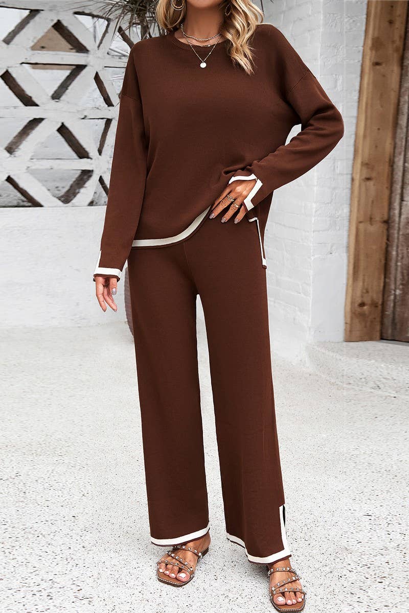 Lily Clothing - Wholesale Top & Pant Set (NOT Loungewear) - Women's - TEMPERAMENT CASUAL SOLID COLOR LONG SLEEVE SUIT_CWSTB037112