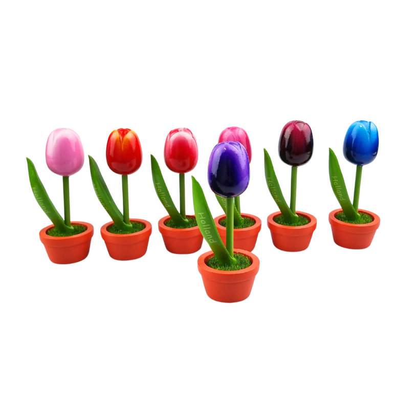 TRAAGOODS.COM - Wholesale Kunstbloemen - Tulp in potje - Holland - 10cm Paars9
