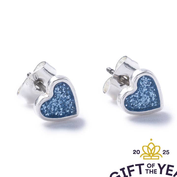 Sparkle Silver Heart Stud Earrings for wholesale by Carrie Elspeth Jewellery