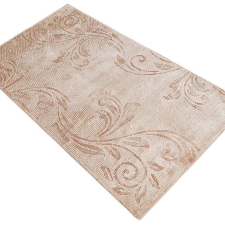 The Rug Decor, Inc. - Wholesale Area Rug - 3x5 Hand Woven and Carved Beige and Peach Art Silk Rug