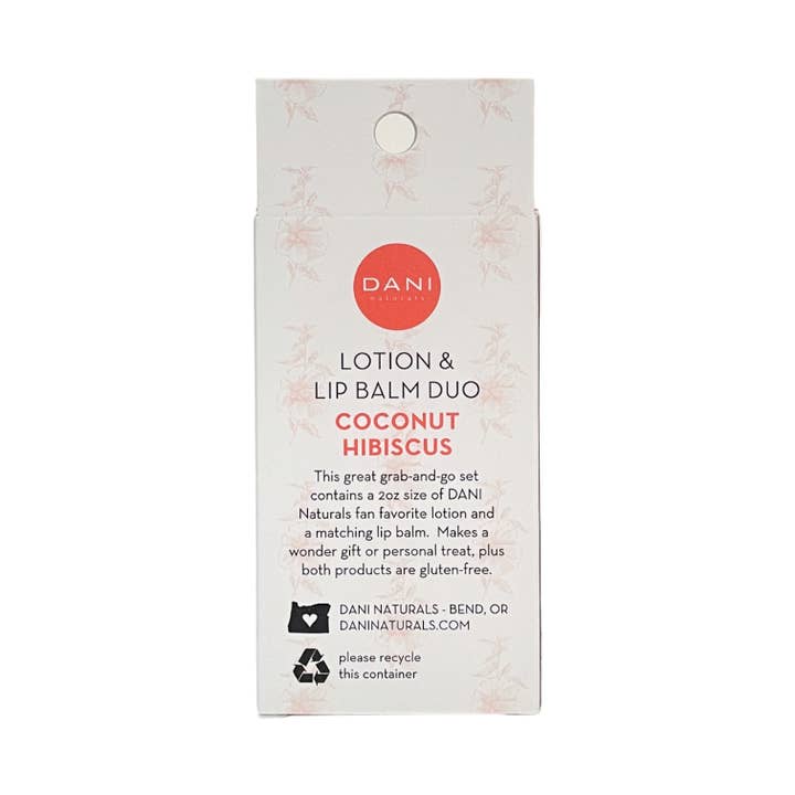 DANI Naturals - Vente Assortiment de baumes à lèvres - Coffret cadeau - Duo de lotion et de baume à lèvres, noix de coco et hibiscus1
