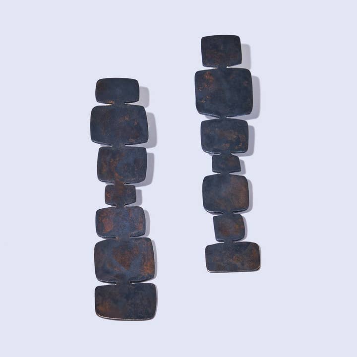 Mod Cairn Statement Earrings - Oxidized Brass for wholesale by MULXIPLY